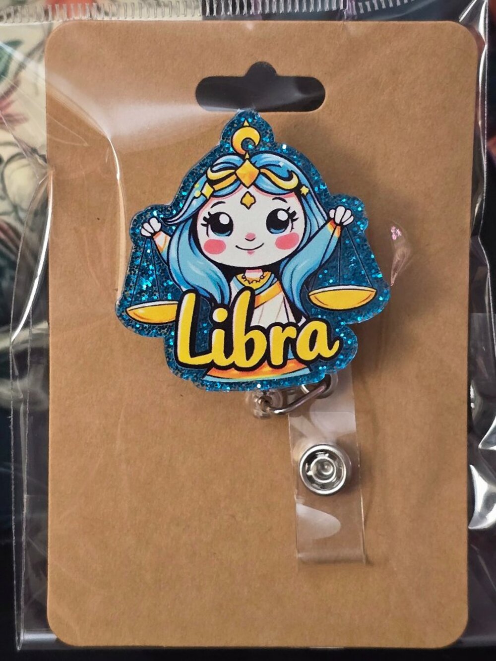 Libra Zodiac Novelty Acrylic Badge Reel ID Holder